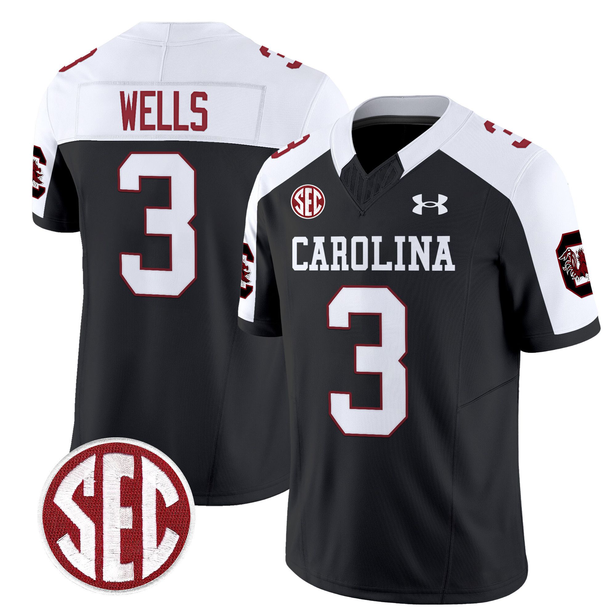 Men South Carolina Gamecocks #3 Wells Black 1980 Throwback Vapor Limited 2024 NCAA Jersey style 1